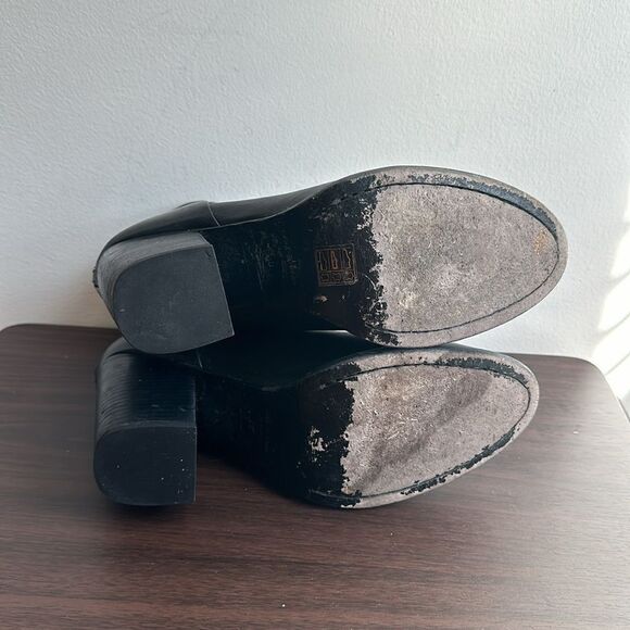 Rag & Bone Black Leather Heeled Ankle Booties Sz 40 - Picture 6 of 7